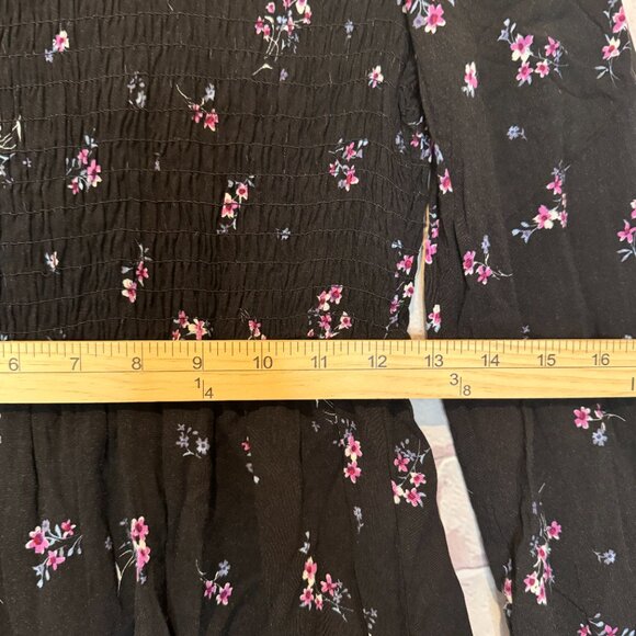 Wild Fable Black Turtle Neck Smocked Floral Long Sleeve Dress Small - Picture 4 of 6